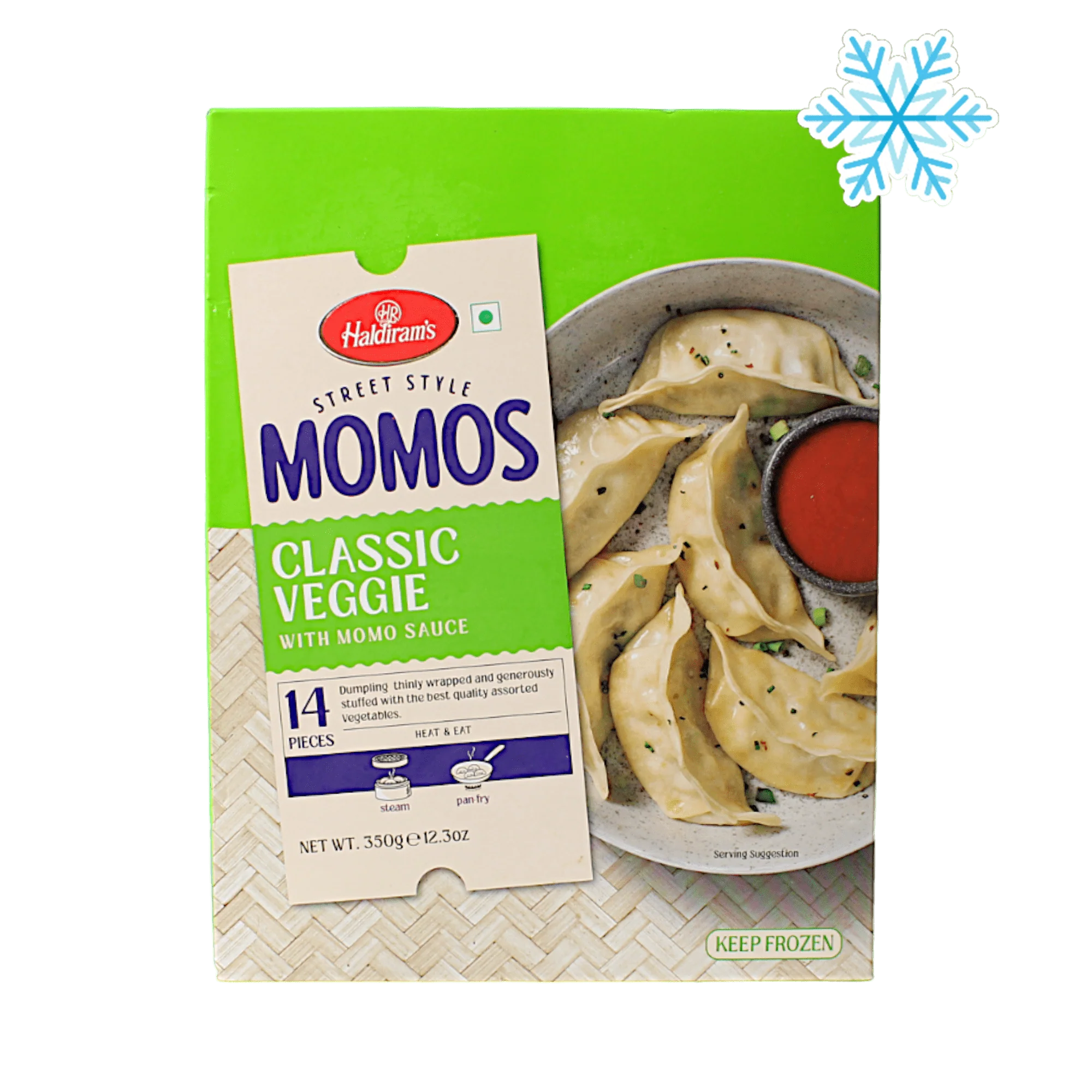Haldiram Frozen Classic Veggie Momos 350Gm (14 Pieces)