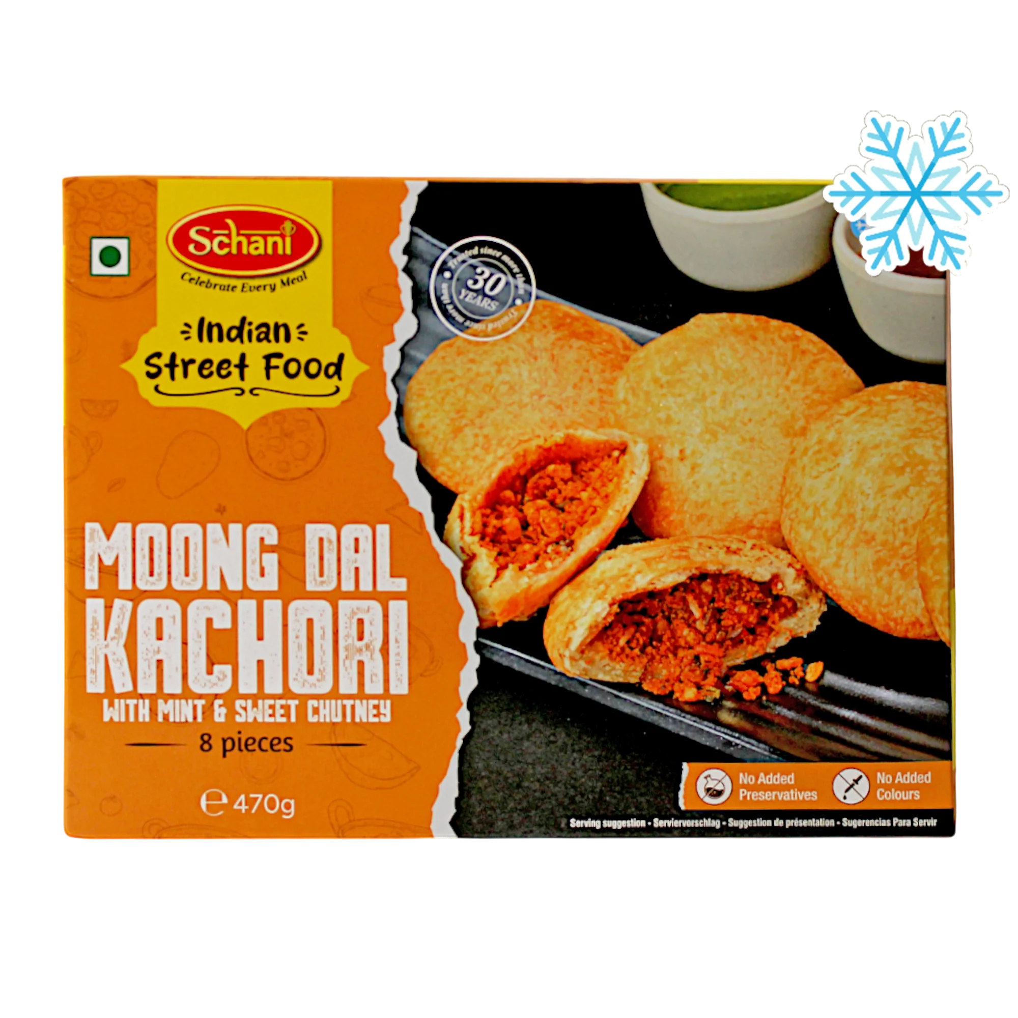 Schani Moong Dal Kachori with Mint & Sweet Chutney 470Gm (8 Pieces)