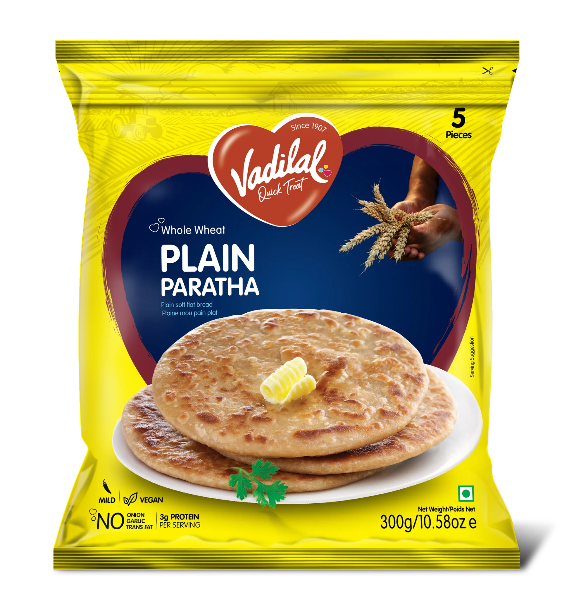 Vadilal Frozen Plain Paratha 300Gm (5 Pieces)