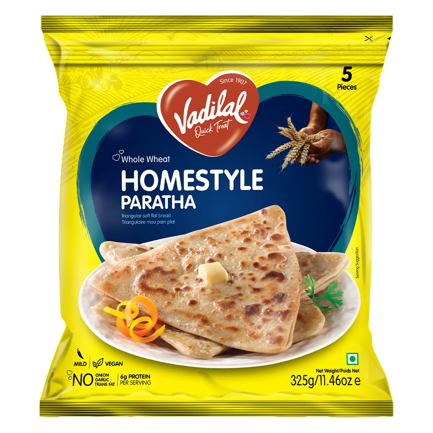 Vadilal Frozen Homestyle Paratha 325Gm (5 Pieces)
