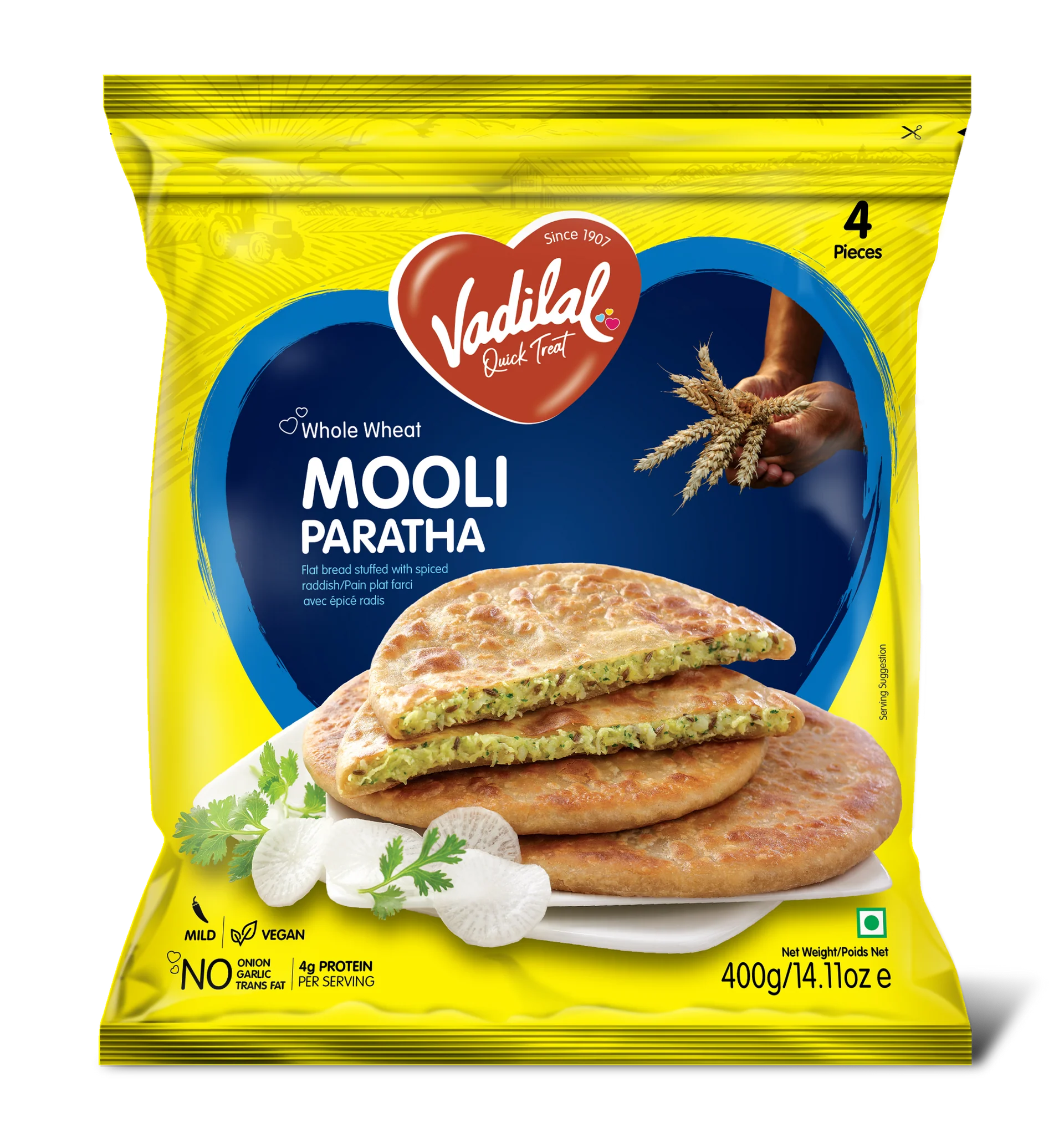 Vadilal Frozen Mooli Paratha 400Gm (4 Pieces)