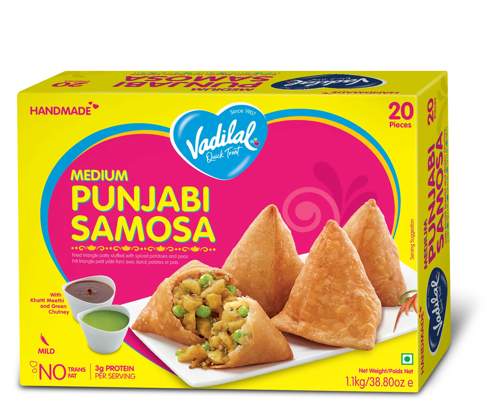 Vadilal Frozen Punjabi Samosa (Medium) 1.1Kg (20 Pieces)