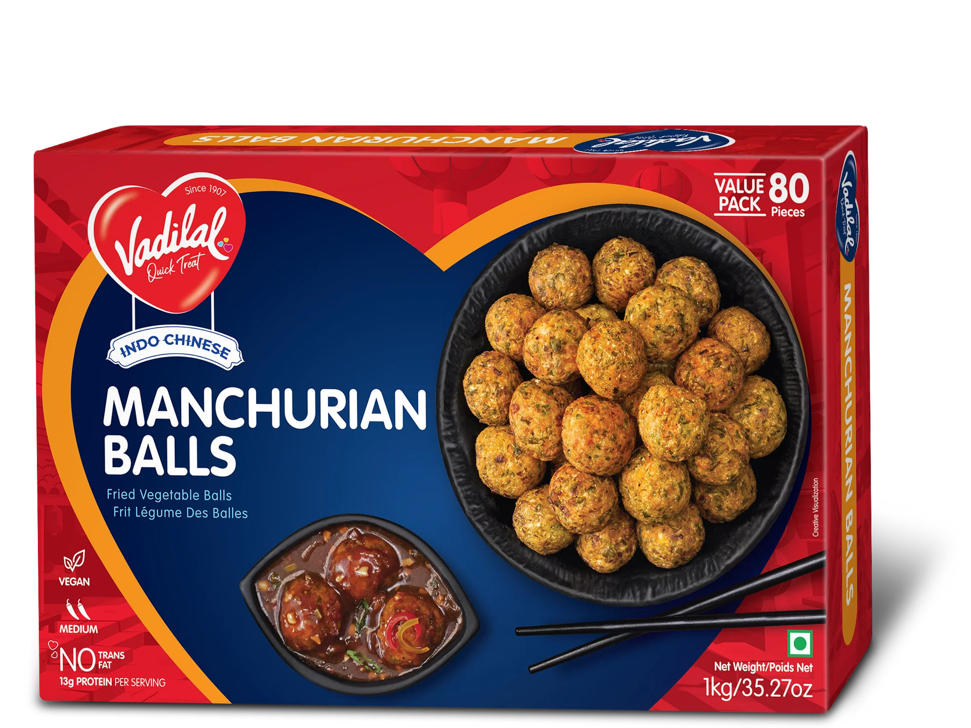 Vadilal Frozen Manchurian Balls 1Kg (80 Pieces)