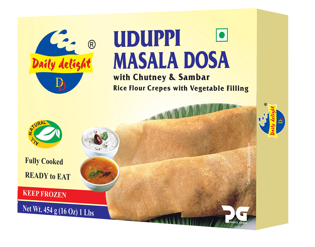 Daily Delight Frozen Uduppi Masala Dosa 454Gm