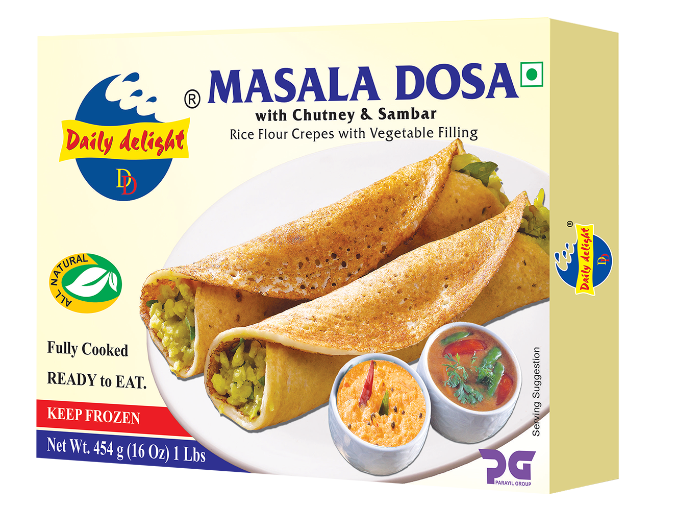 Daily Delight Frozen Masala Dosa 454Gm